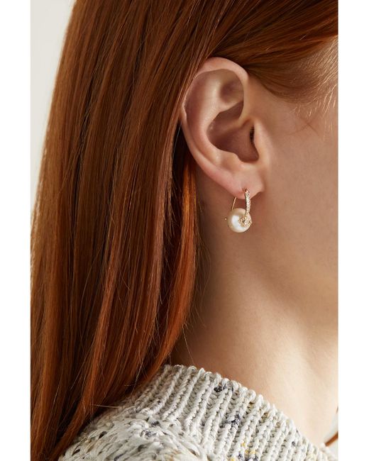 Sydney Evan Natural Evil Eye 14-Karat, Pearl And Diamond Earrings