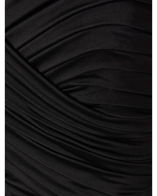 The New Arrivals Ilkyaz Ozel Black Samsara Strapless Gathered Stretch-Satin Gown
