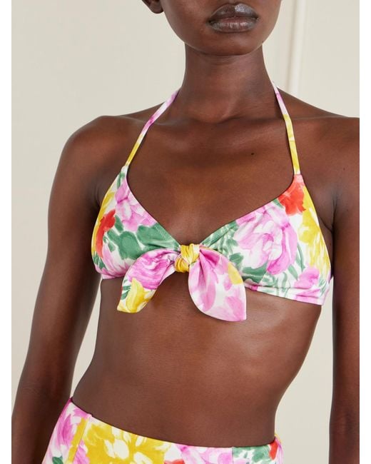 Chloé Multicolor Floral-Print Halterneck Bikini Top