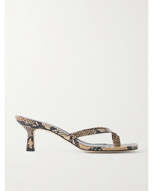 Aeyde Natural Wilma Snake-Effect Leather Sandals