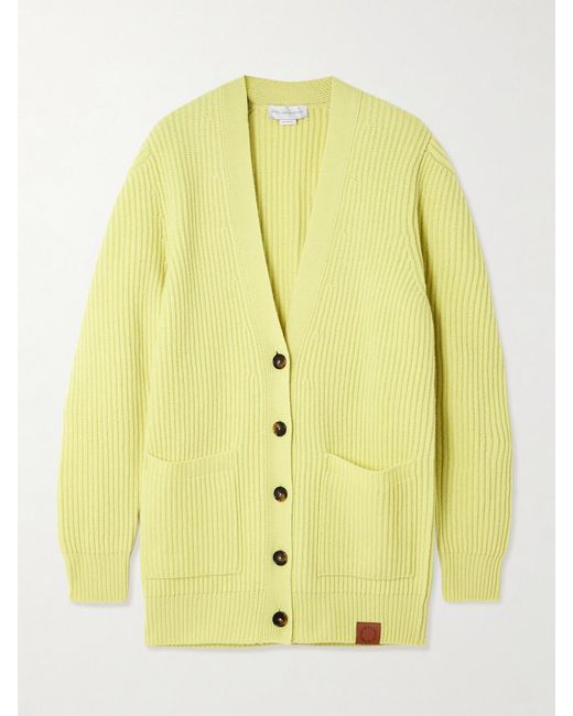 Stella McCartney Yellow Ribbed Wool Cardigan