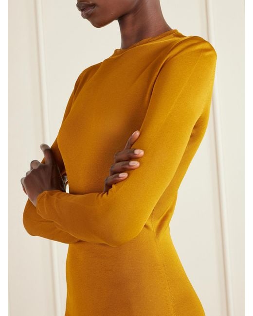Saint Laurent Yellow Knitted Maxi Dress