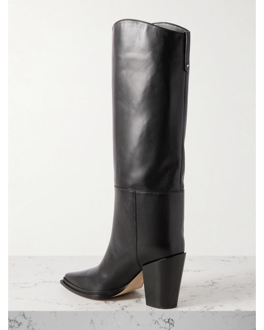 Jimmy Choo Black Cece 80 Kniehohe Stiefel Aus Leder