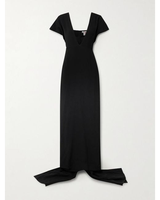 BERNADETTE Black Clara Draped Crepe Gown
