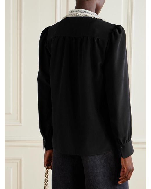 Chemisier En Crêpe De Soie À Finitions En Dentelle Chloé en coloris Black