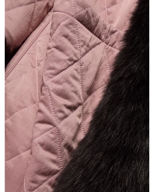 Chloé Pink Shearling-Lined Quilted Shell Coat