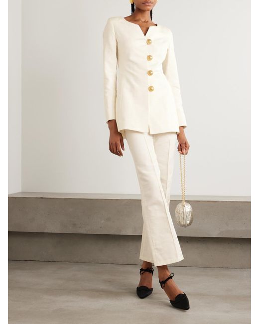 D'Estree Natural Claude Embellished Cotton-Blend Faille Jacket