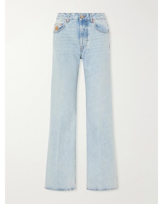 Blazé Milano Blue Nariida Maline Mid-Rise Wide-Leg Jeans