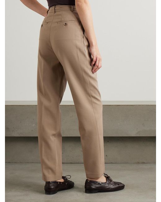 Frankie Shop Natural Bea Pleated Crepe Tapered-Leg Pants