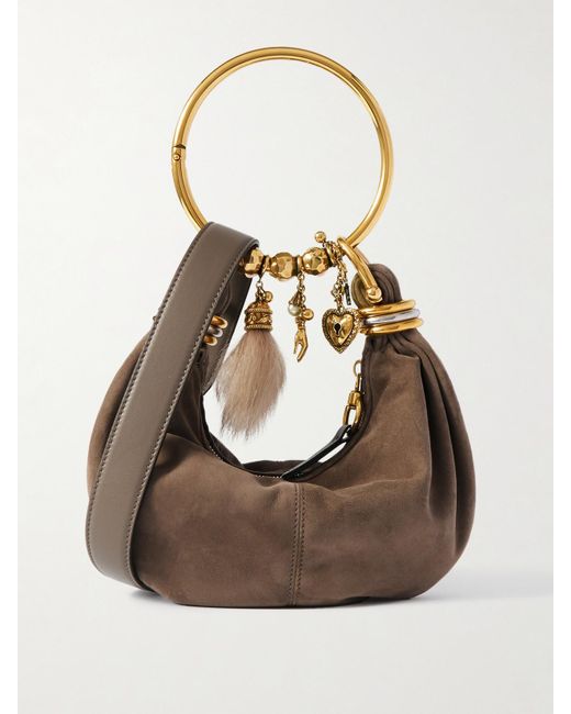 Sac À Main En Daim À Finitions En Cuir Bracelet Small Chloé en coloris Natural