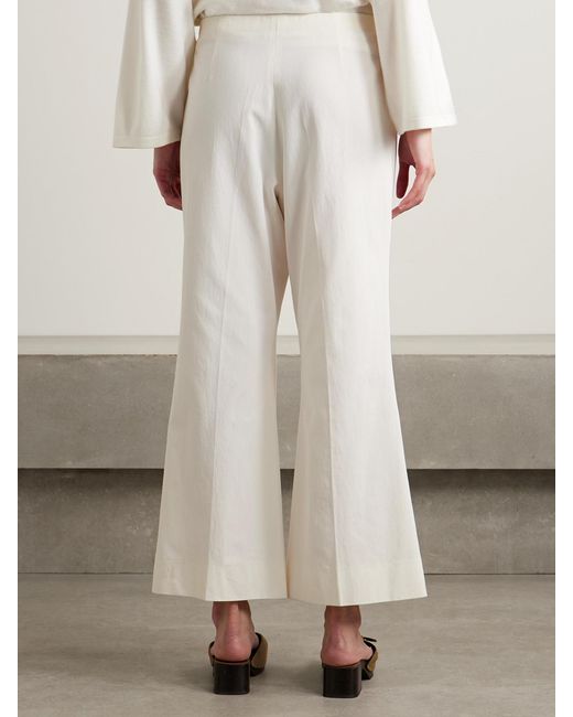 Khaite White Walter Cotton-Canvas Flared Pants