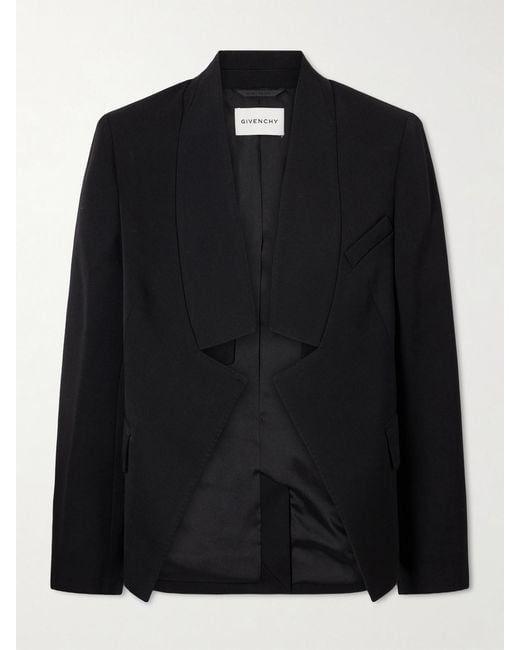 Givenchy Black Reverse Lapel Wool Grain De Poudre Jacket