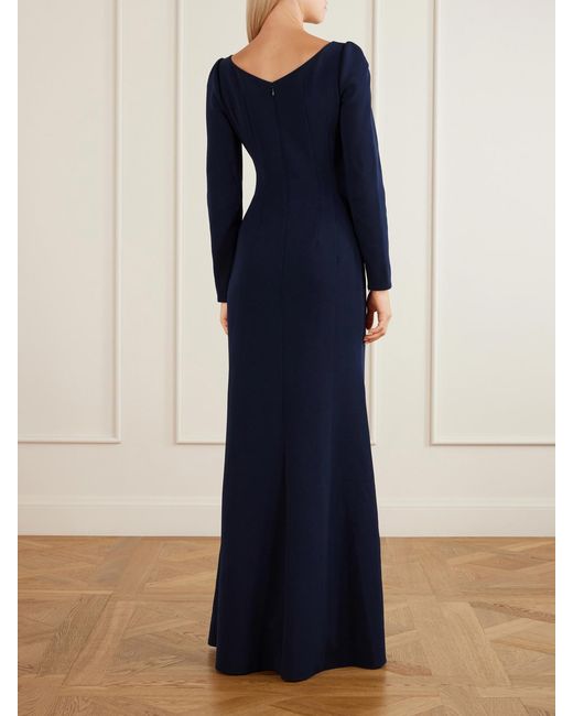 Jenny Packham Blue Avana Crystal And Bead-Embellished Crepe Gown