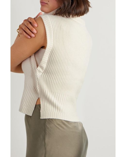 Jonathan Simkhai White Maple Ribbed Wool And Cashmere-Blend Turtleneck Top