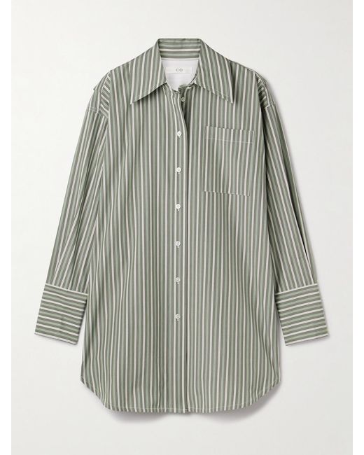 Co. Gray Oversized Striped Tton-Poplin Shirt