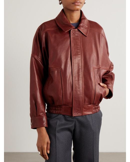 Nour Hammour Red Dalma Bomberjacke Aus Leder