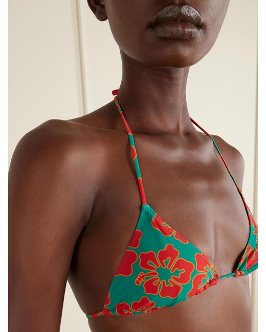 Lido Green Venti Printed Triangle Halterneck Bikini