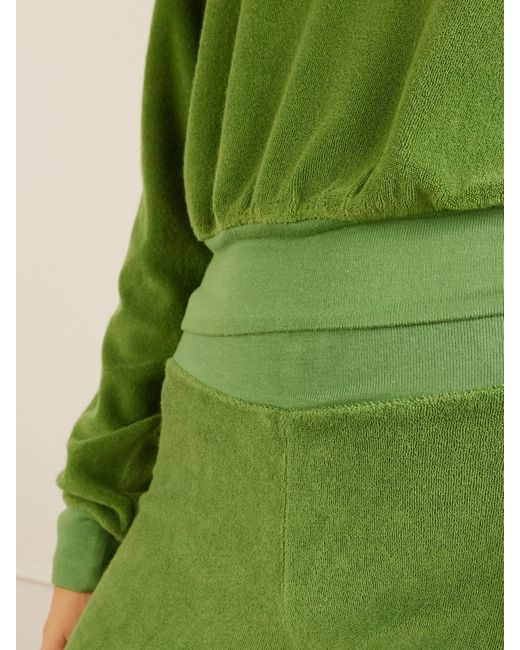ÉTERNE Green Cotton-Blend Wide-Leg Pants