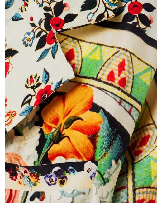 Camilla White Double-Breasted Belted Printed Linen And Silk-Blend Jacket