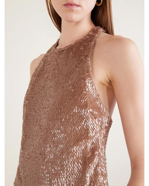 Staud Brown Bree Sequined Tulle Top