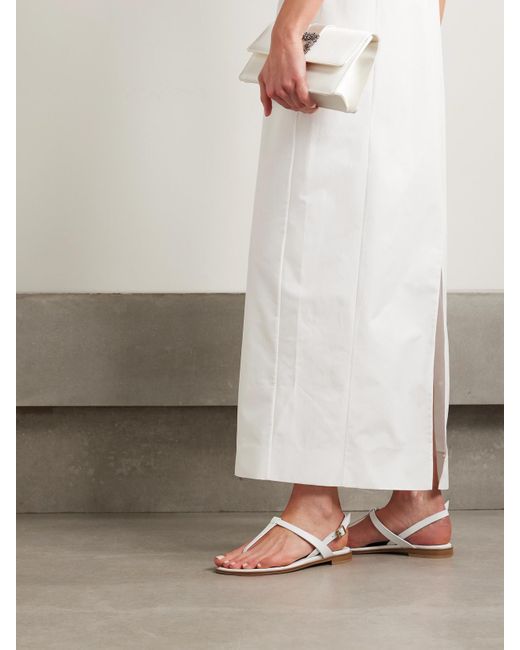 Manolo Blahnik White Hata Leather Slingback Sandals