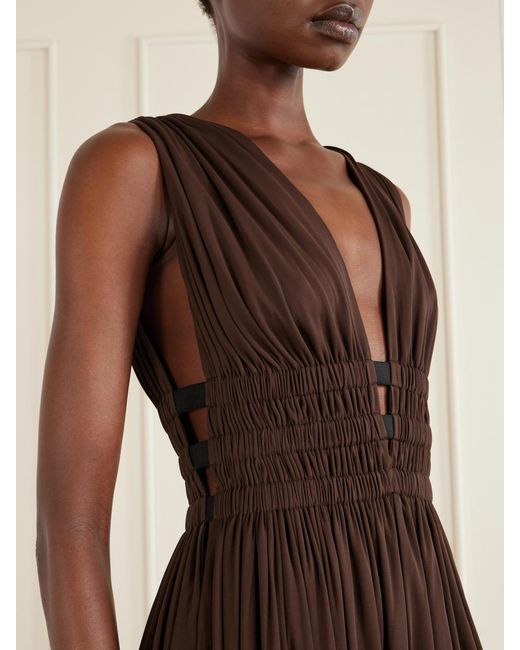 Alaïa Brown Draped Jersey Midi Dress