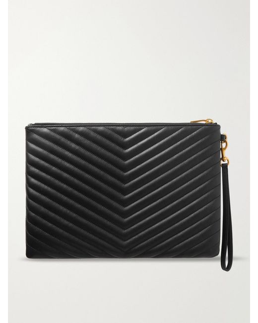 Saint Laurent Black Monogramme Quilted Leather Pouch