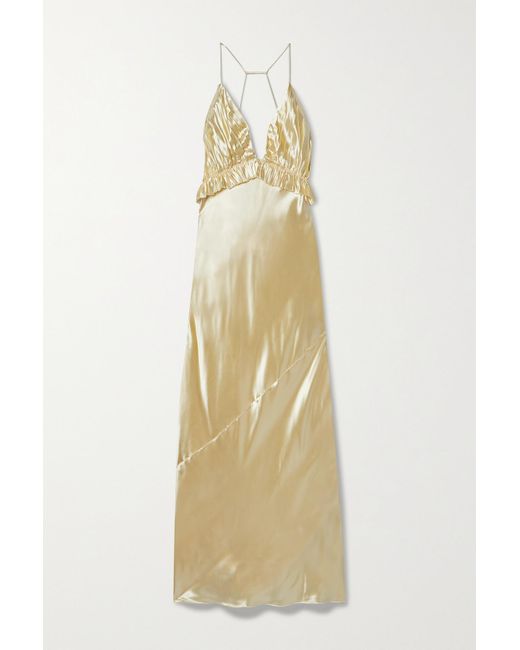 Khaite Nirva Pleated Satin Maxi Dress in Cream (Metallic) | Lyst Canada