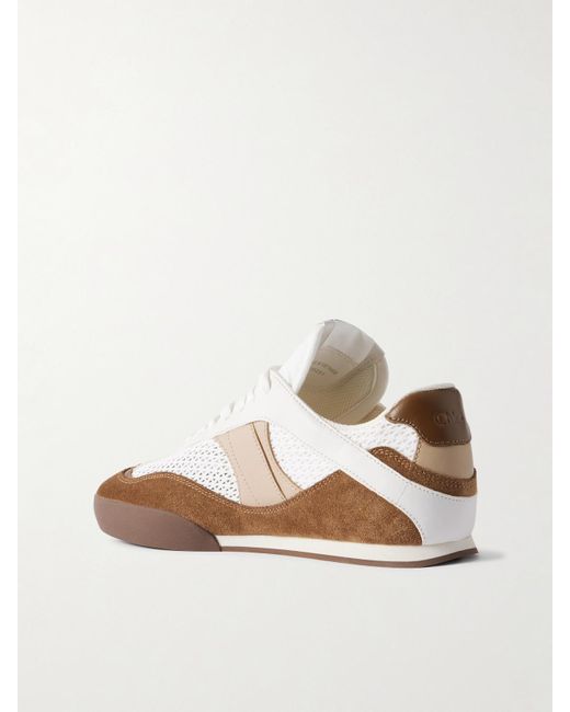 Chloé White Kick Suede, Mesh And Leather Sneakers
