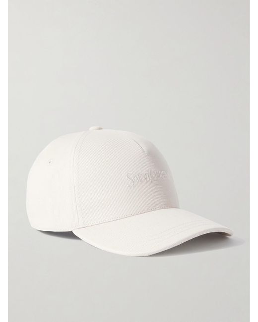 Saint Laurent Natural Embroidered Cotton-Corduroy Baseball Cap