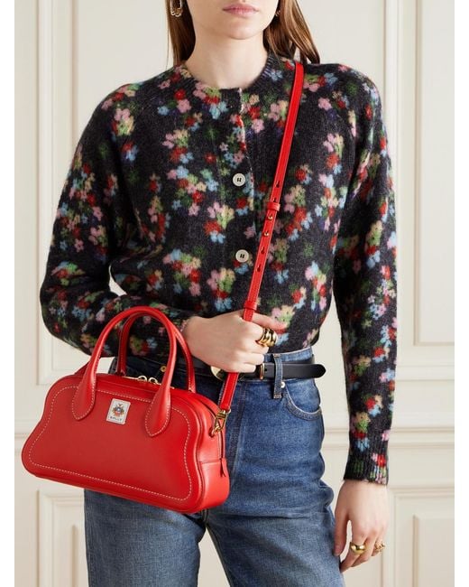 Bally Red Unda Appliquéd Leather Tote