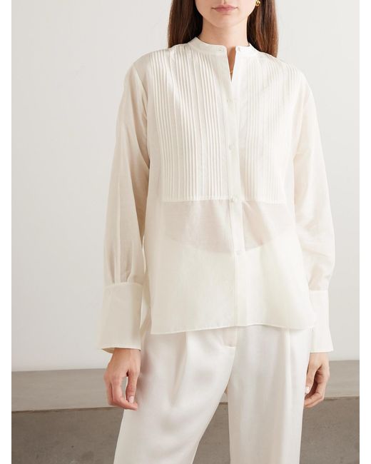Twp Natural The Night Before Pintucked Cotton And Silk-Blend Voile Shirt