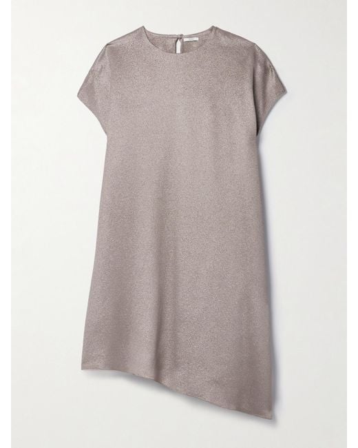 FFORME Gray Angee Asymmetric Metallic Cloqué Mimi Dress