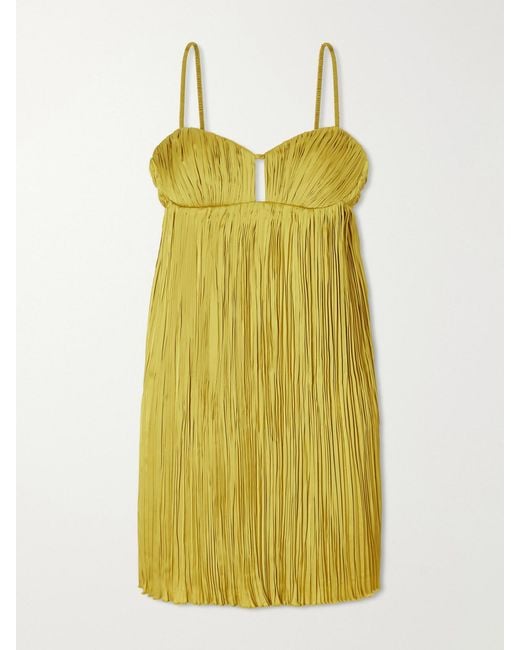 Aflalo Yellow Siren Plissé Mini Dress