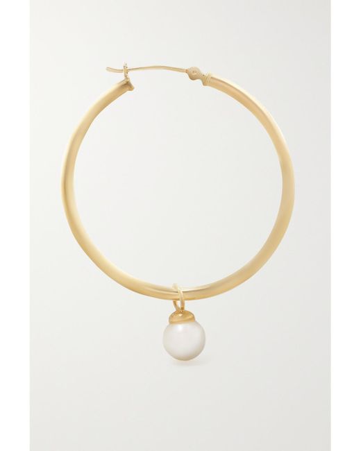 Mateo White Large 14-Karat Pearl Hoop Earrings
