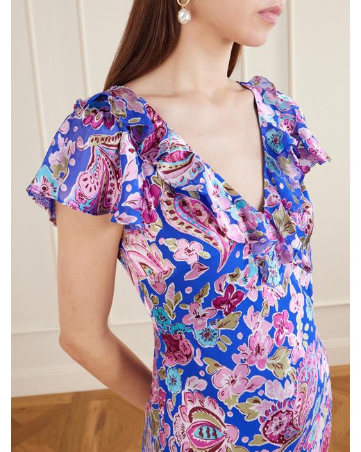 rixo purple dress Rixo Adaline Lace Ribbon Midi Dress
