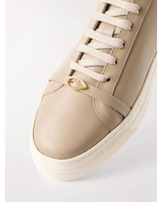JENNIFER CHAMANDI Natural Embellished Leather Sneakers