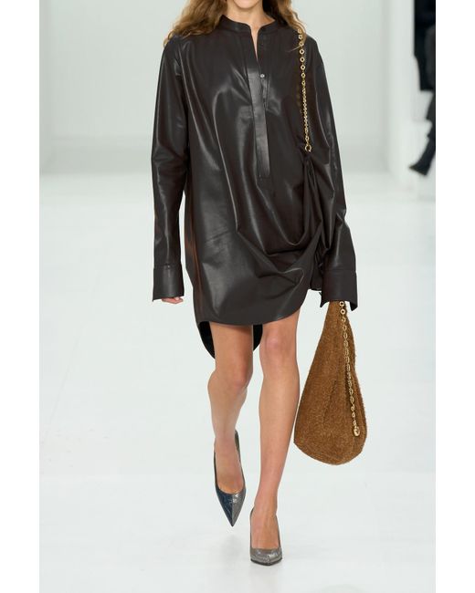 Loewe Embellished Silk-satin Shirt Dress in Black | Lyst
