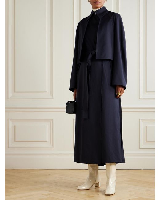 FFORME Blue Lennox Belted Pleated Twill Trench Coat