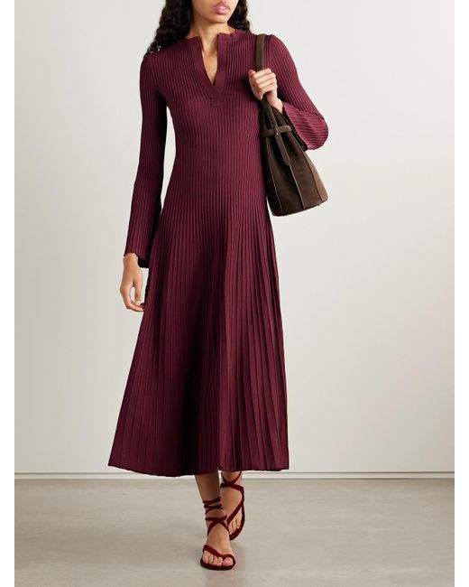 Jonathan Simkhai Purple Genna Midikleid Aus Rippstrick