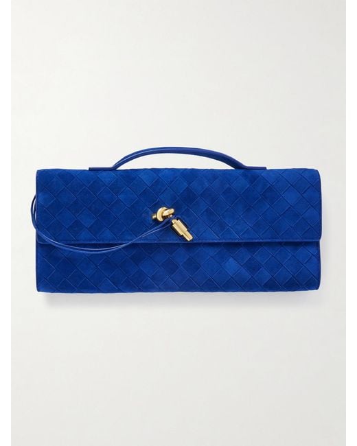 Pochette En Daim Intrecciato Long Andiamo Bottega Veneta en coloris Blue