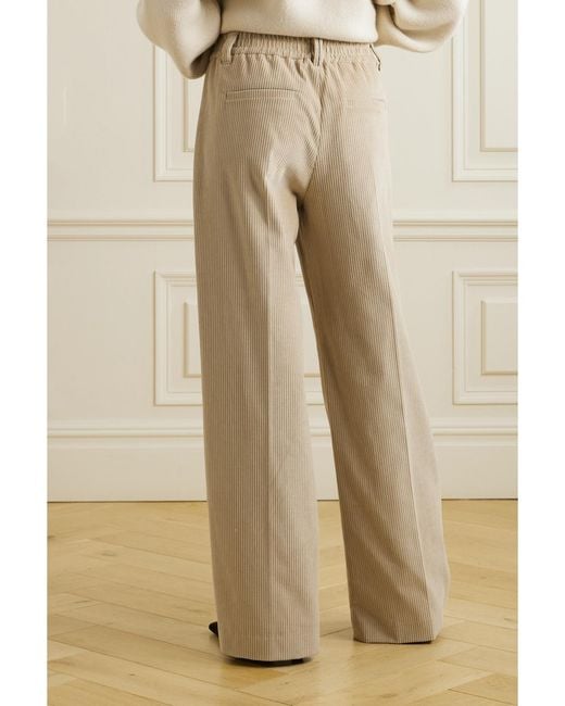 Brunello Cucinelli Natural Cotton-Blend Corduroy Wide-Leg Pants