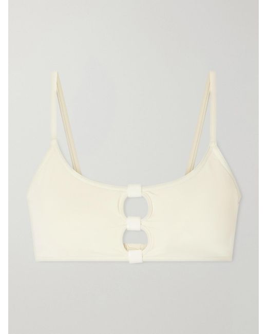 Eres Natural Bloom Embellished Cutout Bikini Top