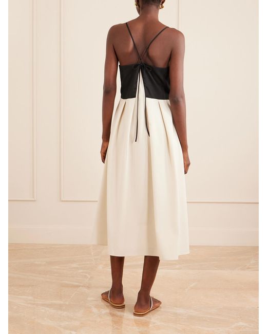 Sea White Angelina Two-Tone Twill Maxi Dress