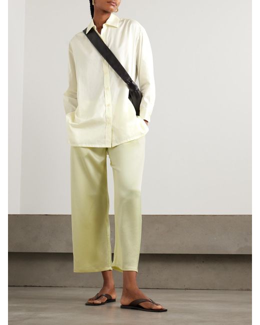 Leset Yellow Barb Verkürzte Hose Mit Weitem Bein Aus Satin