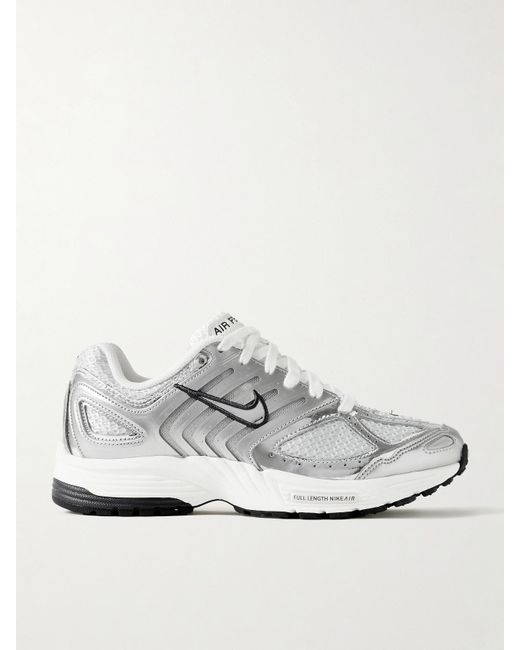 Nike White Air Pegasus 2K5 Metallic Leather And Mesh Sneakers