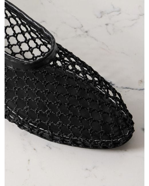 Staud White Alba Ballerinas Aus Häkelmaterial Mit Lederbesätzen