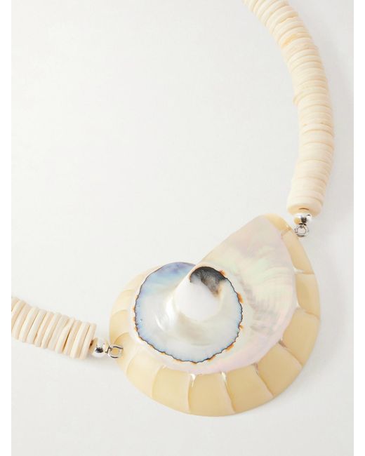 Julietta White Exclusive Odessa-Tone Shell Beaded Necklace