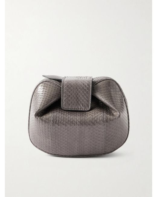 Gabriela Hearst Gray Soft Demi Snake-Effect Leather Clutch
