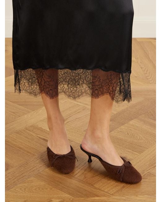 Herbert Levine Natural 24/7 50 Bow-Detail Shearling Mules